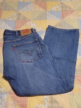 Levi's Blue Denim Jeans with Tan Leather Patch